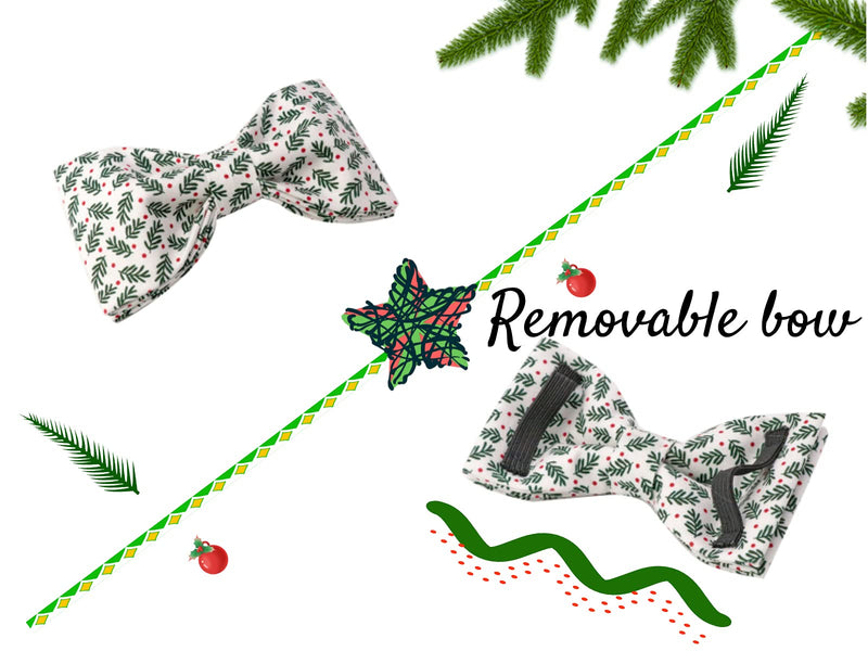 Elegant little tail Dog Collar with Bow, Soft&Comfy Bowtie Dog Collar, Adjustable Pet Gift Collars for Small Medium Large Dogs Medium (Pack of 1) Christmas Green - PawsPlanet Australia