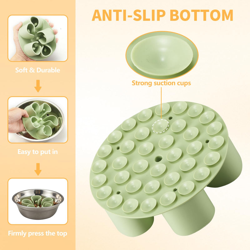 Slow Feeder Dog Bowls Insert, Bestalk Soft Silicone Slow Eating Dog Bowl Insert with Suction Cups for Small, Medium and Large Dogs(Green S) Green - PawsPlanet Australia