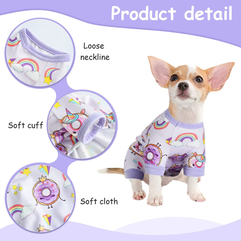 Dog Pajamas for Small Dogs Girl Boy Puppy Pjs Summer Pet Onesies for Chihuahua Yorkie Teacup Cute Soft Material Stretch Able Cat Clothes Outfit Apparel Doggy Jumpsuit (Small, Doughnuts)