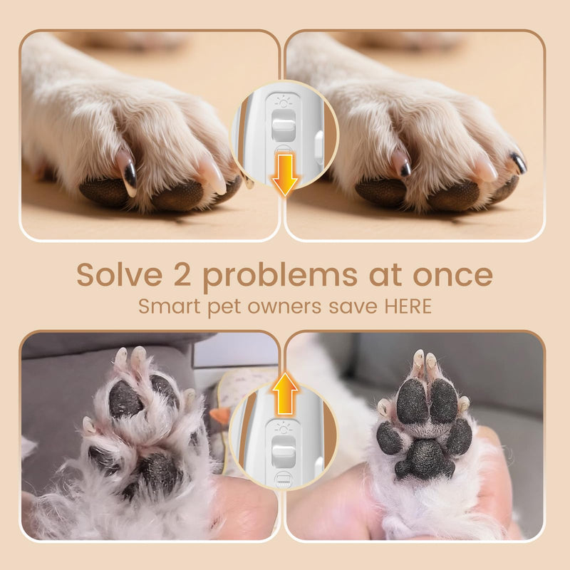 2 in 1 Dog Nail Trimmers & Clippers with LED Lights, Splash Guard - Pet Hair Trimmer for Around Paws, Ear, Eye,Face, Rump Rechargeable & IPX7 Waterproof Grooming Supplies for Cats, Dogs - PawsPlanet Australia