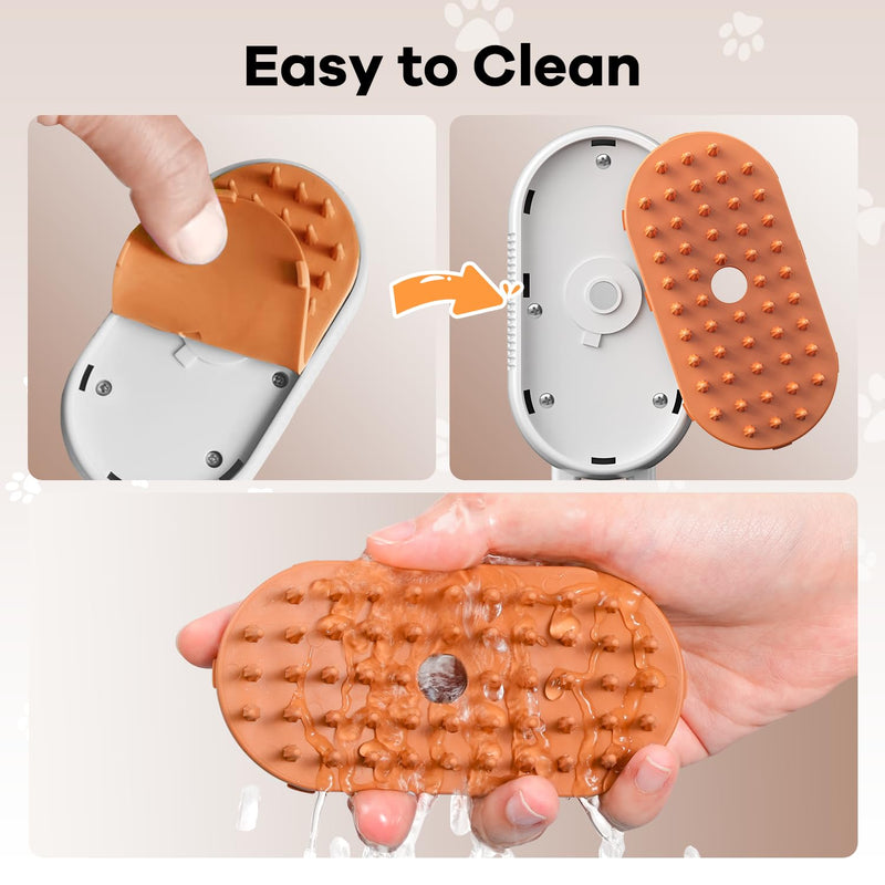 Cat Steam Brush for Shedding, 4 in 1 Rechargeable Steam Brush for Cats and Dogs, Anti-Static, Massage, Cleaning, Shedding & Combing All In One! white - PawsPlanet Australia
