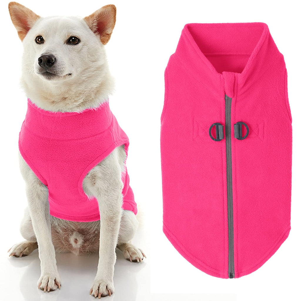 Gooby Zip Up Fleece Dog Sweater - Pink, Medium - Warm Pullover Fleece Step-in Dog Jacket with Dual D Ring Leash - Winter Small Dog Sweater - Dog Clothes for Small Dogs Boy and Medium Dogs Medium chest (~17.5")