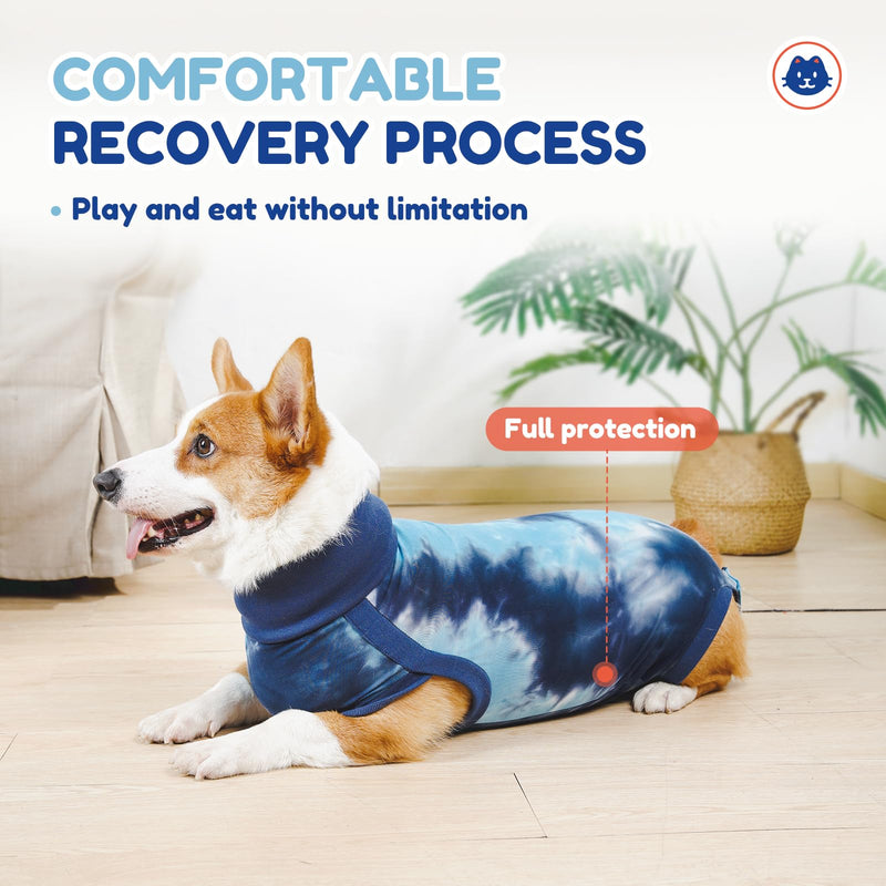 Breathable Dog Recovery Suit for Male/Female, Tie Dye Blue Dog Onesie for Abdominal Wounds, Cone E-Collar Alternative After Surgery to Anti-Licking, Professional Surgery Suit for Dogs XX-Small - PawsPlanet Australia