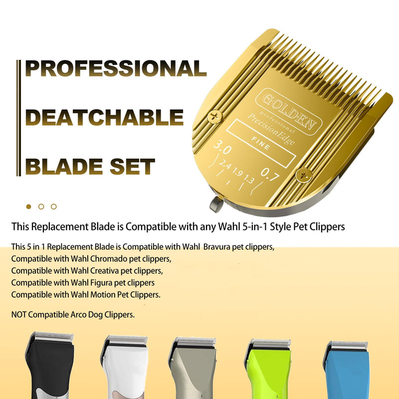 BESTBOMG 5-in-1 Pro Dog Grooming Clipper Replacement Blades Compatible with Arco, Bravura, Chromado, Creativa, Figur and Motion Dog Clippers(#41884-7190)