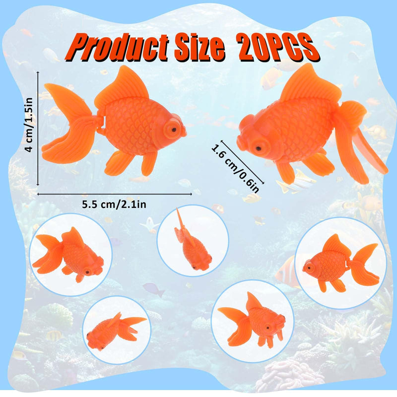 20Pcs Fake Goldfish Aquarium Fish Bowl Tank Artificial Floating Plastic Orange Decor Goldfish Plastic Floating Artificial Aquarium Fish Fake Fish Ornament Decorations for Aquarium Fish Tank - PawsPlanet Australia