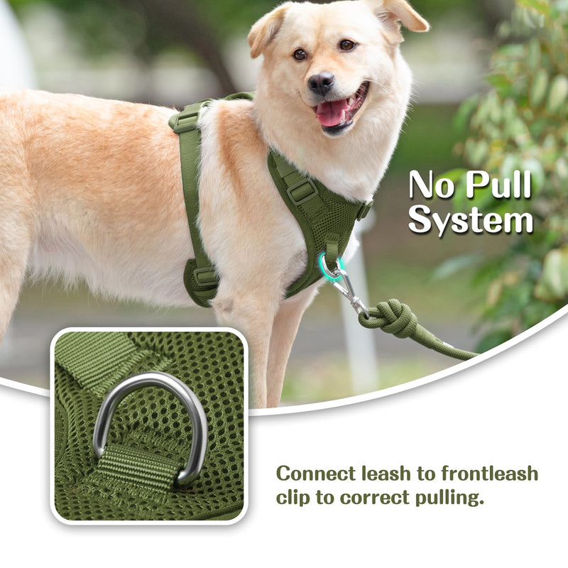 No Pull Dog Harness for Small Medium Large Dogs - Adjustable 2 Layer Mesh Dog Vest with Dual Clip, Escape Proof, Quick Release, Lightweight Breathable Mesh for Walking Hiking (Misty Green,M) M(Neck:18.5-25.6",Chest:20.9-30.7") Misty Green - PawsPlanet Australia