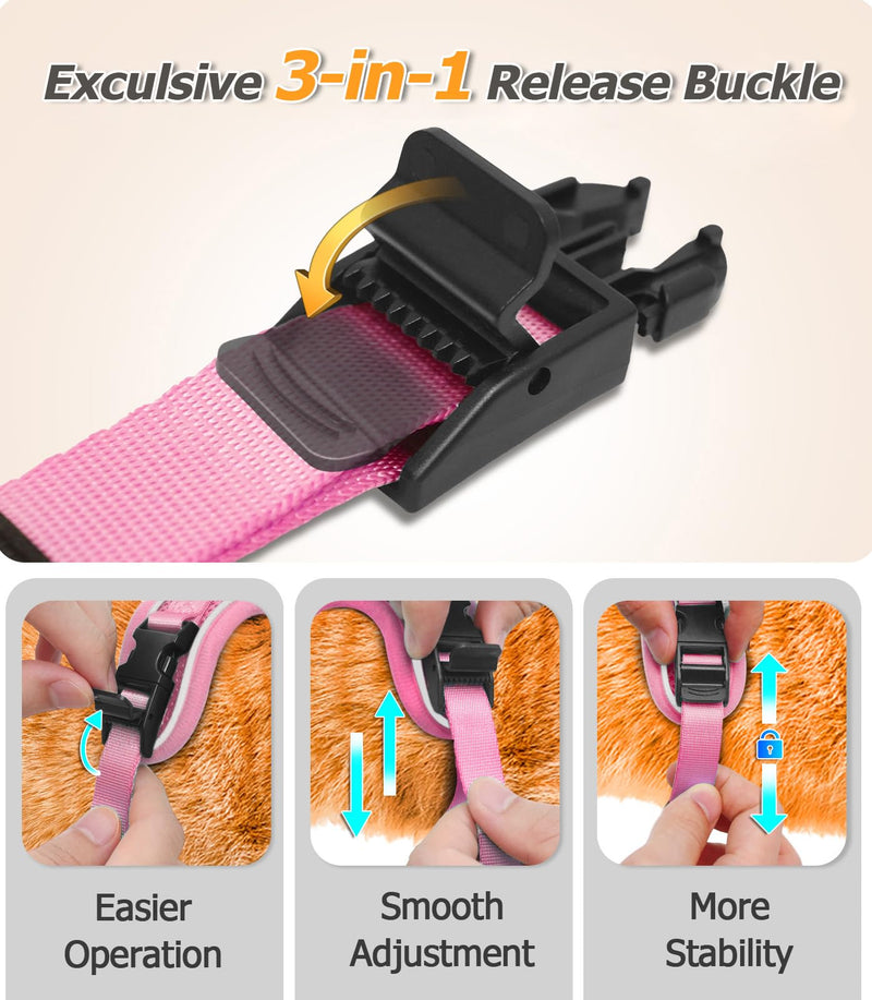 Halypet Cat Harness and Leash Set [MAX Safety 4th-Gen Upgrade] Escape Proof Adjustable Cat Leash Comfortable Soft Vest Easy to Wear Kitten Harness with Reflective Strip for Cats Walking, M Pink H600 Pro Pink Medium (13-18lb) - PawsPlanet Australia