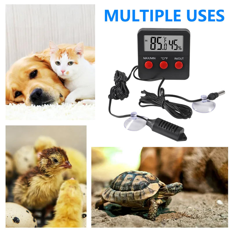 3Pcs Digital Thermometer and Humidity Thermometers Indoor and Outdoor Digital Temperature and Hygrometer Gauge with Probe for Reptile Terrarium Thermometer Pet Keeping 3PCS - PawsPlanet Australia