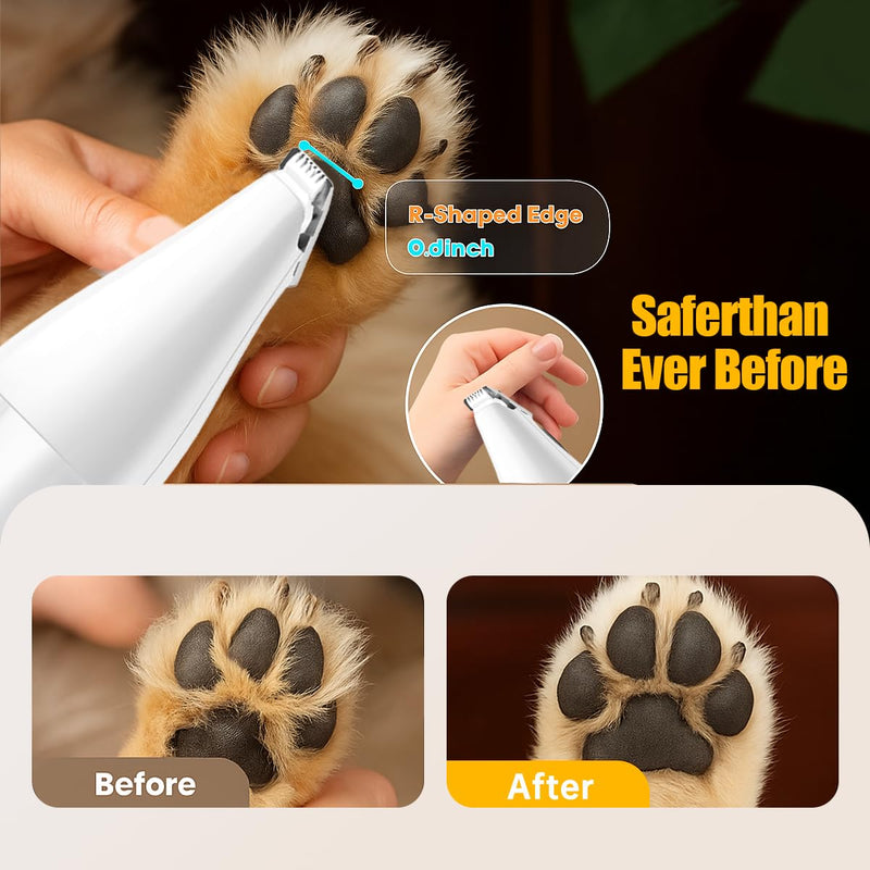 Dog Clippers Grooming Kit, 4-in-1 Low-Noise Dog Paw Trimmer, Shaver, Nail Trimmer and Nail Grinder 2025 New Electric Cordless Pet Grooming Kit White - PawsPlanet Australia