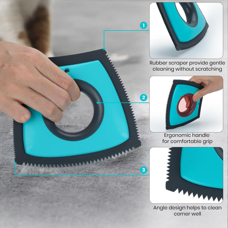 MAVRIZ Mini Pet Hair Removal Tool, Rubber Blade Dog Hair Remover for Car, Carpet, Furniture - Reusable Lint Brush Fur Remover Blue - PawsPlanet Australia