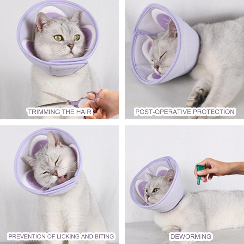 Cat Cone Soft Mesh, Cat Cone Collar Soft Adjustable, Recovery Collars for Dogs, Cat Cones to Stop Licking, Cat Recovery Collar for Rehabilitation Wound Healing