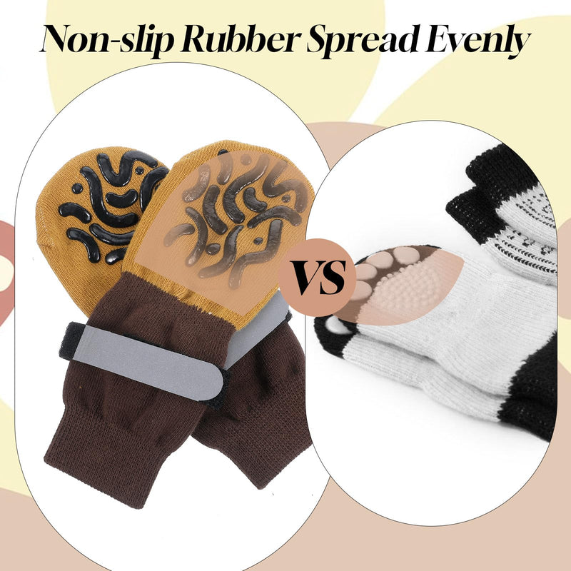 4 Pcs Dog Socks to Prevent Licking Paws, Dog Socks for Hot Pavement, Double Side Non Slip Pattern Dogs Sock, Dogs Booties for Hardwood Floors Anti Slip Caramel(M) M - PawsPlanet Australia