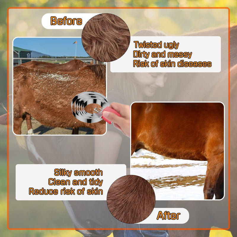 6 Rings Curry Comb Horse Brush, Reversible Stainless Steel Shedding Comb & Scraper with Soft Touch Grip, Horse Grooming Supplies for Horses, Dogs & Livestock, Curry Comb for Shedding & Bathing 6 Ring Curry Comb - PawsPlanet Australia
