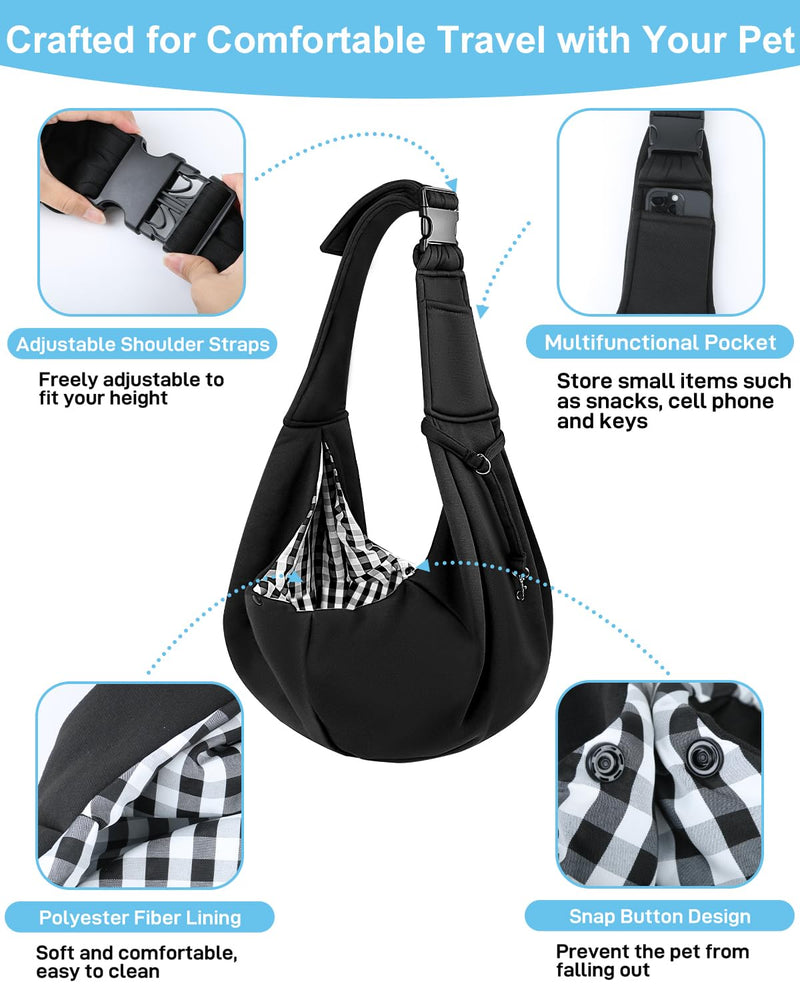 Dog Carrier Sling for Small Dogs & Cats Up to 12lbs, Puppy Sling with Adjustable Shoulder Strap, Pet Carrier with Pockets, Hands Free for Small Cats Puppy Outdoor - PawsPlanet Australia