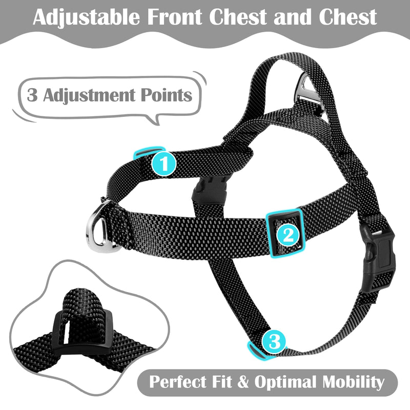 Annchwool No Pull Dog Harness with Front Clip and Easy Control Handle-Belly & Chest Adjustable Dog Harness and Leash Set for Medium Large Dogs-Heavy Duty Vest Harnesses Easy for Walking(Black,L) Black L - PawsPlanet Australia