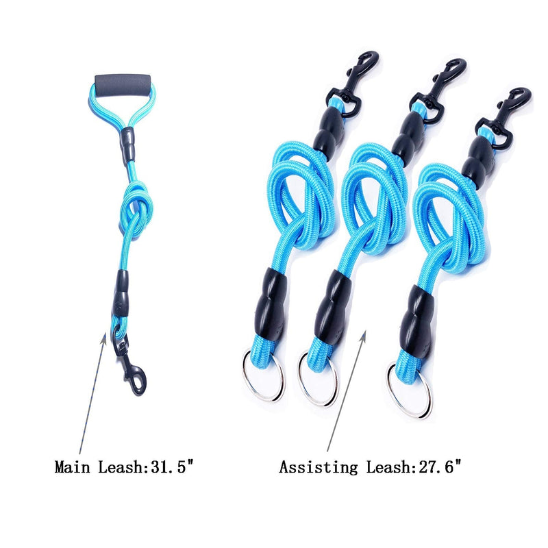 Heyllou 3 in 1 Durable Nylon Dog Leash with Padded Handle, 360° Swivel No Tangle Climbing Rope Removable Pet Traction Rope, Lead for Medium Large Dogs Blue - PawsPlanet Australia
