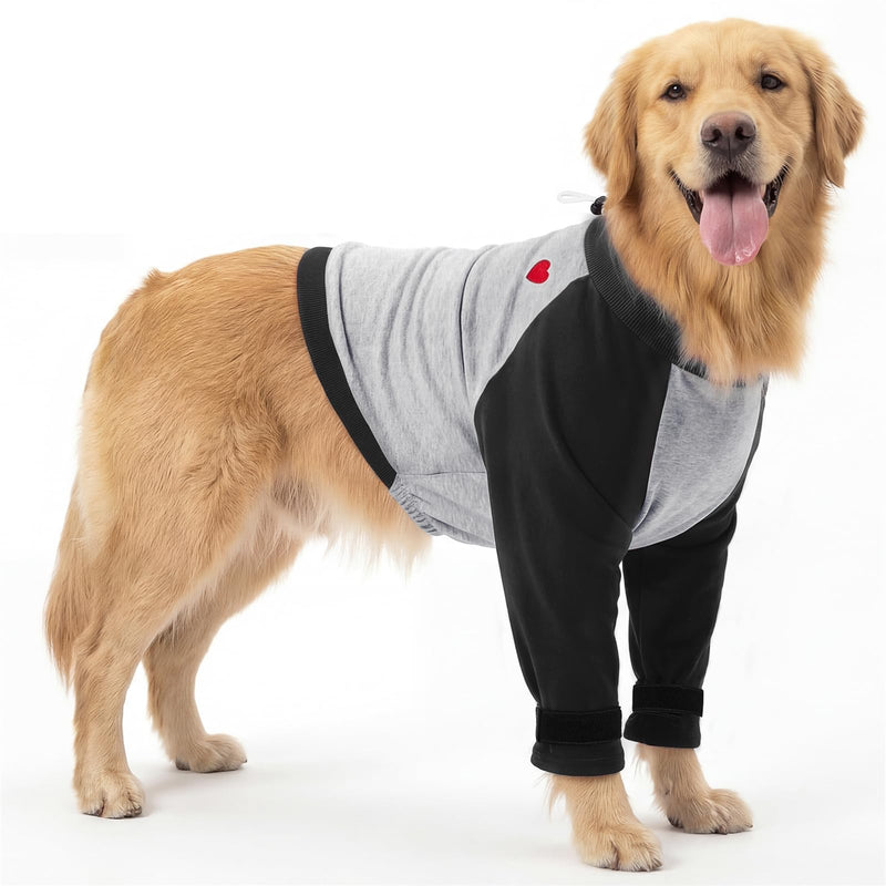 SlowTon Dog Recovery Suit - Padded Elbow Protector, Dog Leg Sleeve to Stop Licking & Protect Wounds After Surgery, Breathable Pet Long Sleeve Shirt Front Leg Protection Cone Alternative (Black,3XL) 3X-Large Black