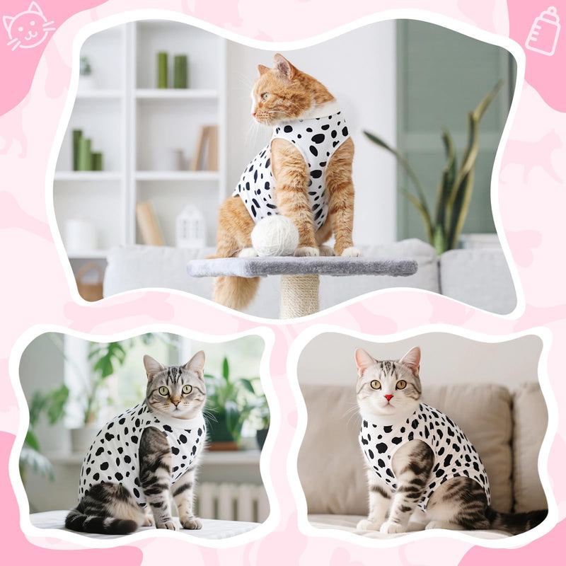 Cat Recovery Suit, Cats Onesie for Cats After Surgery Female Kitten Surgery Suit for Surgical Abdominal Wounds, Cute Cat Spay Recovery Suit Cone of Shame Alternative Anti Licking Cow Large