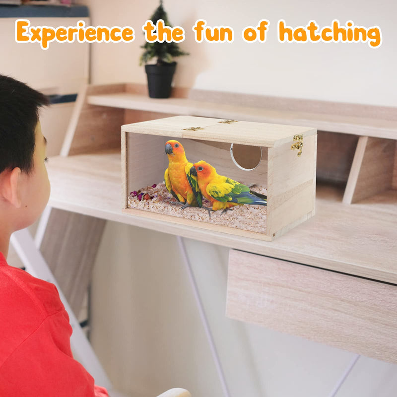 Rypet Parakeet Nesting Box Transparent Design, Thwartwise Bird Nest Breeding Box with Perch Wood Bird Cage House for Cockatiel Lovebirds Budgie Finch Parrotlets Canary M Medium Thwartwise Bird Nest Box - PawsPlanet Australia