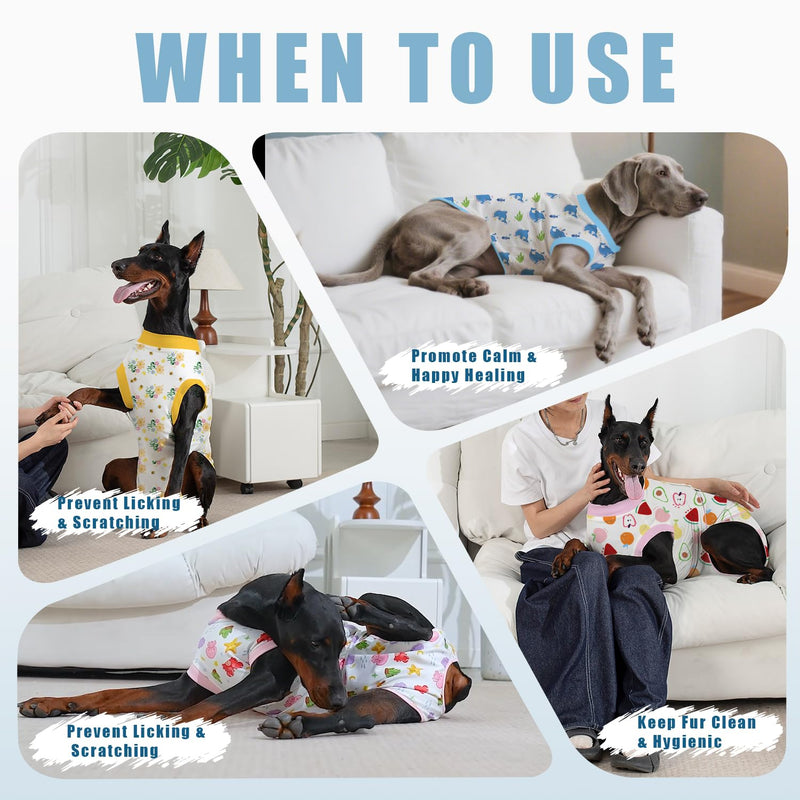Dog Recovery Suit for Post Surgery, E-Collar Cone Alternative for Female Spay & Male Neuter, Breathable Soft Onesie for Abdominal Wounds & Skin Disease, Anti-Lick Surgical Suit for Dogs, Blue, XL X-Large (Back: 21.28"; Weight: 45 - 85 LB) Blue-Dolphin