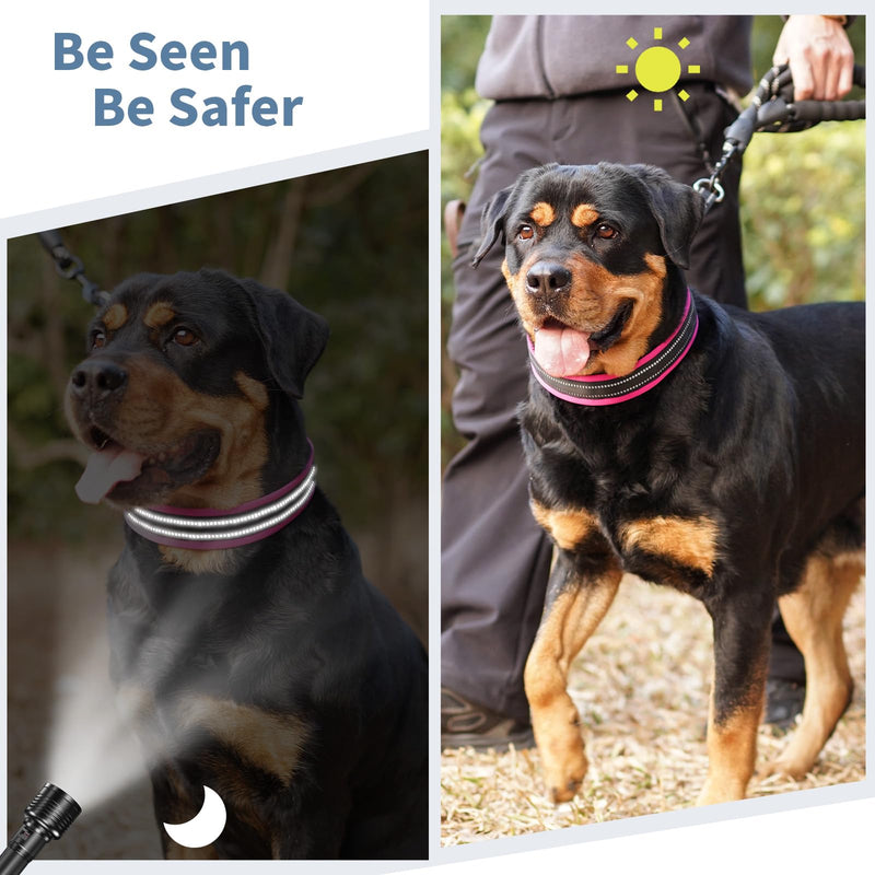 Mayerzon Martingale No Pull Collar for Medium Large Dogs, Patented Anti Pull Dog Collar with Buckle for Walking Training, with Neoprene Padding and Reflective Stitching, Adjustable(Hot Pink Trim, L) Black(Hot Pink Trim) Large,2.5mm,18.5"-23.5"Neck - PawsPlanet Australia