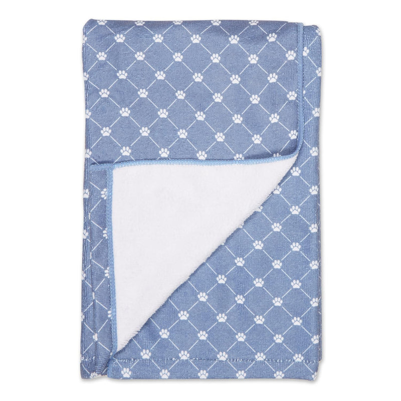 Bone Dry Pet Grooming Towel Collection Absorbent Microfiber X-Large, 41x23.5", Trellis Stonewash Blue 41x23.5" - PawsPlanet Australia