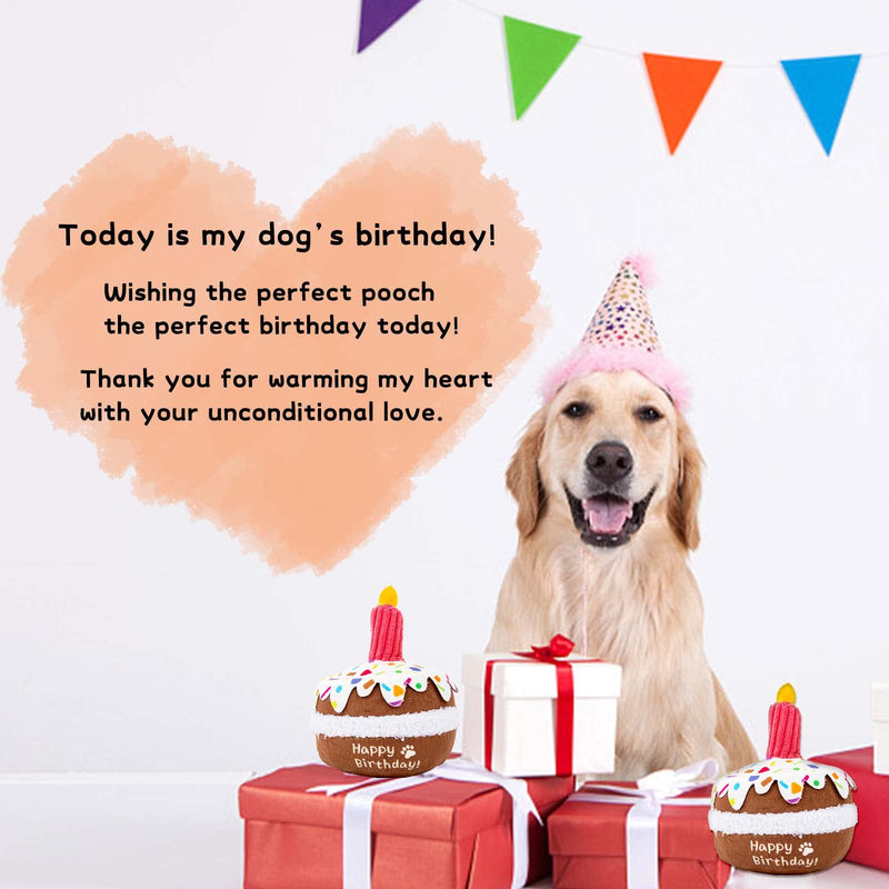 Dog Birthday Cake Toy - Dog Birthday Girl Boy Gifts, Squeaky Plush Dog Birthday Toy Small - PawsPlanet Australia