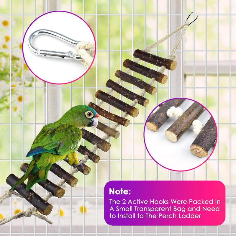 KATUMO Bird Toys, Parakeet Swing Parrot Ladder Cockatiel Perch Conure Hanging Bell Toys for Parakeet Conure Cockatiel Mynah Love Bird Small Birds Burlywood ladder set (7 IN 1) - PawsPlanet Australia