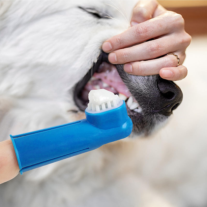 Dog Toothbrush Set, Includes Two Triple-Headed Toothbrushes, Four Finger Toothbrushes, and Two Double-Headed Toothbrush, Suitable for Dogs, Cats, and Other Pets
