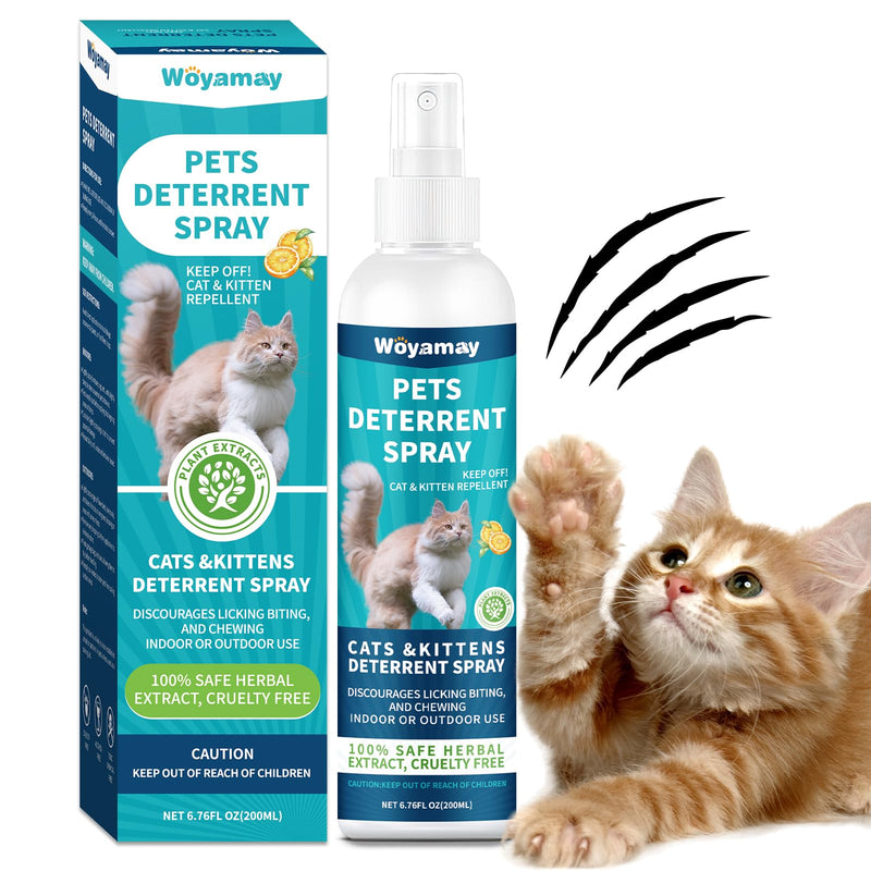 Cat Deterrent Spray, Dog and Cat Repellent Indoor & Outdoor, Cat Spray Deterrent for Scratching, Dog Deterrent Spray to Keep Pet Off Limits Areas, Protect Furniture, Sofa, Rug, Curtain, 200 ml