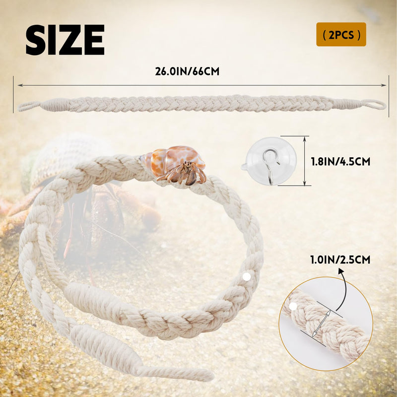 kathson 2 PCS 26 Inches Hermit Crab Climbing Toys,Reptile Vines Toy Hermit Crab Rope Ladder Bendable Hermit Crab Supplies Tank Terrarium Accessories for Hermit Crabs Lizards Leopard Geckos 【color：white】 - PawsPlanet Australia