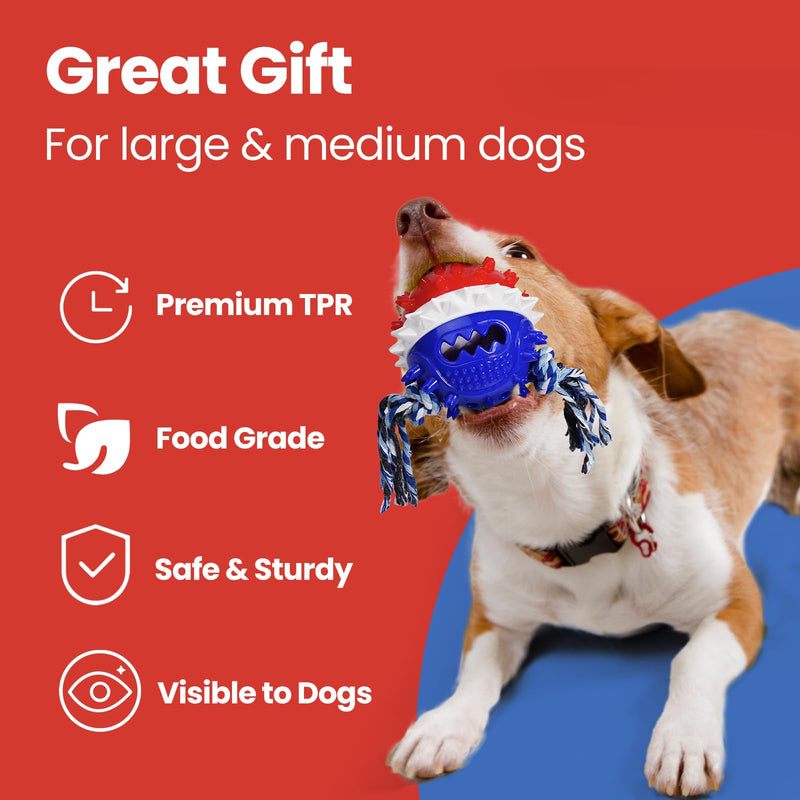 HGB Squeaky Dog Toys for Aggressive Chewers, Tough Dog Chew Toys for Large Medium Dogs, Indestructible Dog Toy to Keep Them Busy, Treat Dispensing Dog Toys for Boredom & Enrichment Blue - PawsPlanet Australia
