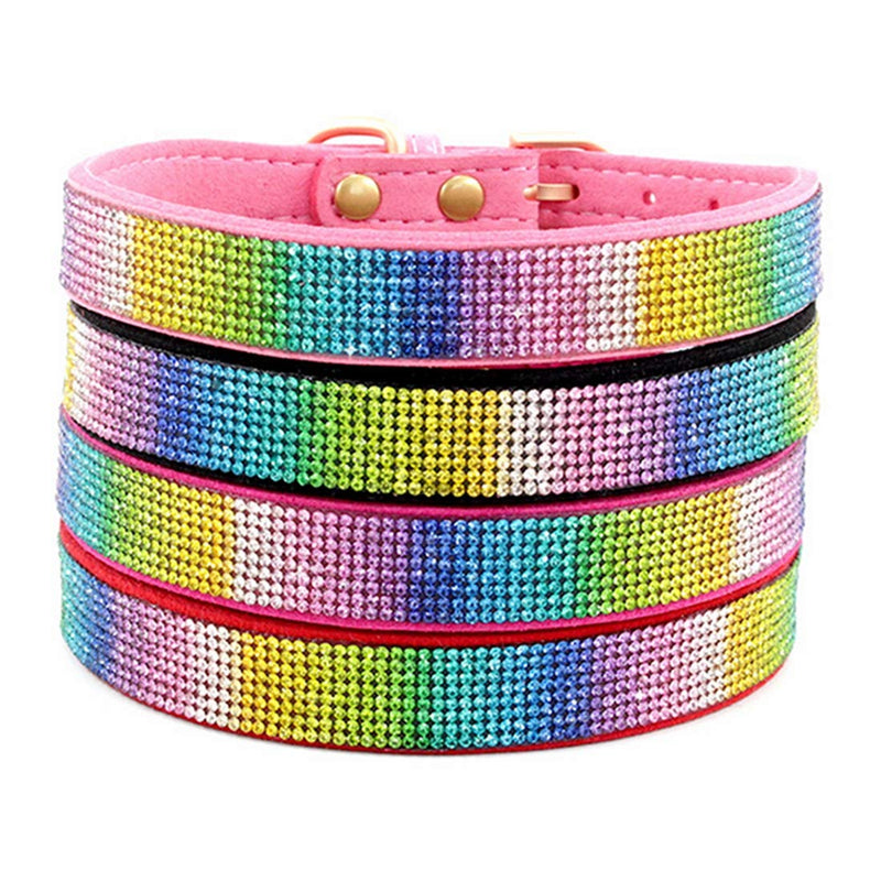 Rhinestone Dog Collar, Cute Dazzling Sparkling Soft Suede Leather Dog Cat Rhinestone Collar Crystal Diamond Pet Dog Puppy Collar M ColorRed - PawsPlanet Australia