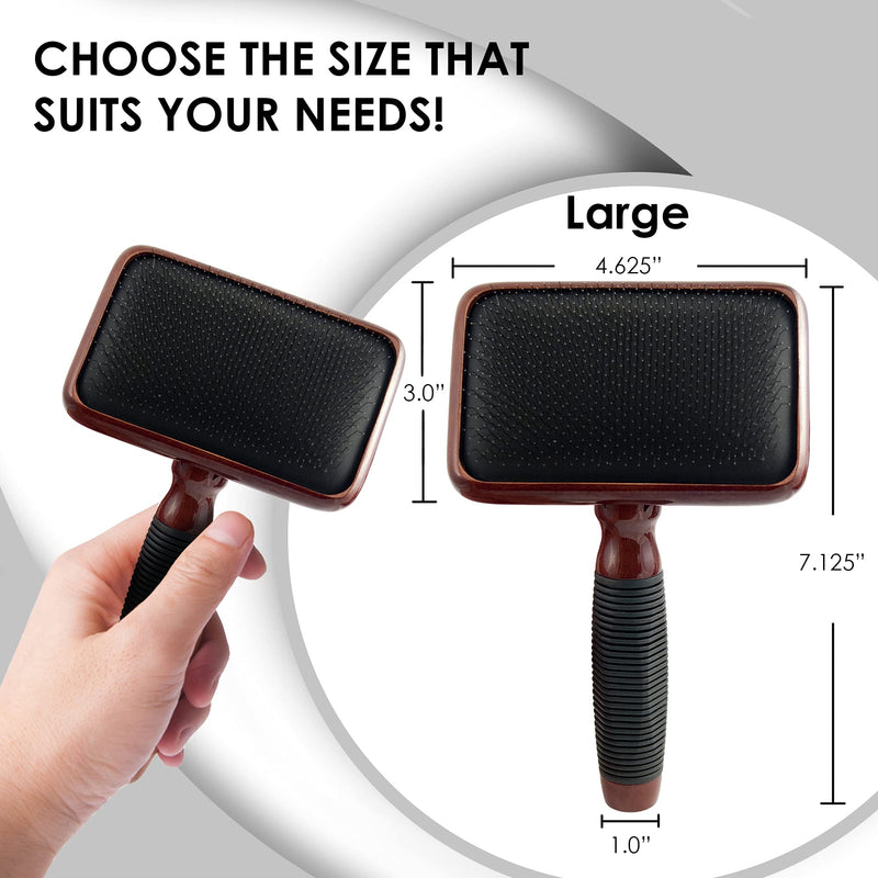 Kenchii Pet Grooming Slicker Brush for Dogs and Cats | Dog and Cat Brush for Shedding | Solid Wood, Non Slip Grip Dematting and Undercoat Brush for Long or Short Haired Pets | Size Large - PawsPlanet Australia