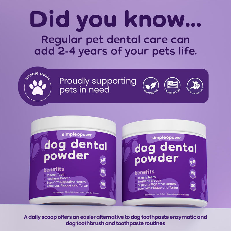 Dog Dental Powder for Teeth Cleaning - Dental Powder for Dogs Teeth – Dog Bad Breath Treatment with Probiotics for Fresh Breath & Oral Health – Chicken Flavored, 60 Scoop Supply - PawsPlanet Australia