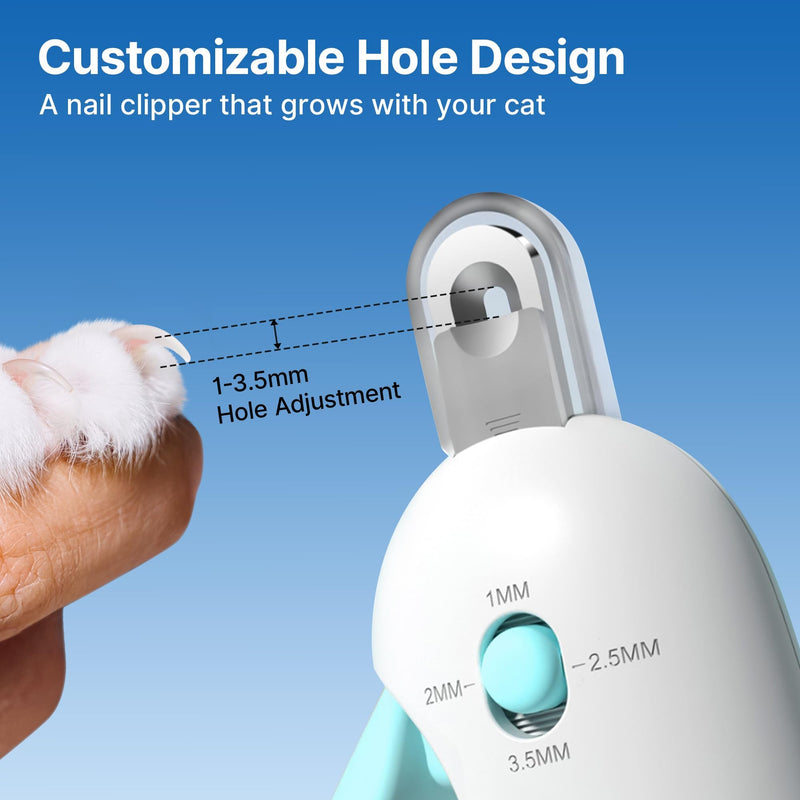 Petgravity Pet Nail Clipper, Adjustable 3-Size Trimming Hole & Nail File Anti-Splash Claw Trimmer for Cats Safe Nail Clipping Tool - PawsPlanet Australia