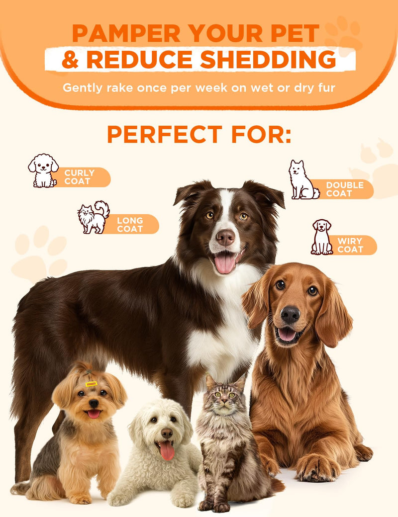 Dog Brush for Shedding with Steam, Dog Brush for Long Haired Dogs and Cats, Dual-Sided Dematting and Deshedding, Safe Non-Deforming Steel Pins, for Medium-Thick Coats Prone to Tangles & Shedding - PawsPlanet Australia