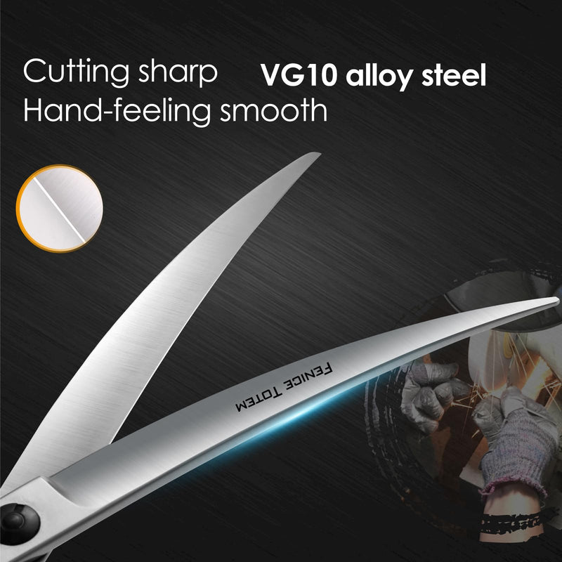 Dog Grooming Scissors: 7.0" Left Handed Pet Shears Made Of Advanced Stainless Steel Alloy for Trimming Dogs Cats and Other Pets Face and Paws Curved 7.0" - PawsPlanet Australia