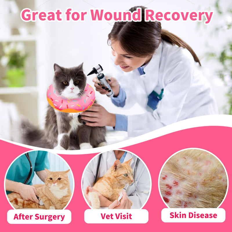 Cat Cone Collar Soft,Adjustable Cat Recovery Collar for Wound Healing Cute Donut Adjustable Kitten Cones to Stop Licking Elizabethan e Collar that can Protect Head and Foot Wounds baby blue Medium
