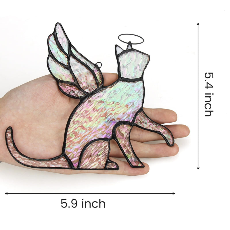 Cat Stained Glass Memorial Gifts for Loss of Cat, Holographic Angel Cat Died Sympathy Remembrance Gift for Window Hanging - PawsPlanet Australia