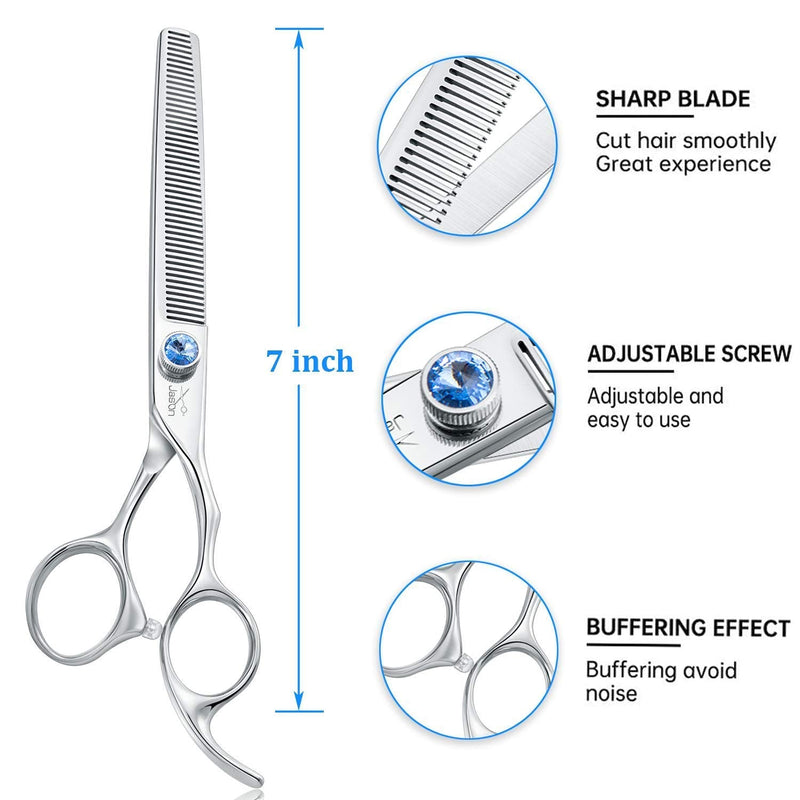JASON 7" 50 Teeth Thinning Dog Grooming Scissor, 7.5" Curved Dog Grooming Scissors, Cats Grooming Shears Pets Trimming Kit for Right Handed Groomers, Sharp, Comfortable, Light-Weight Shear - PawsPlanet Australia