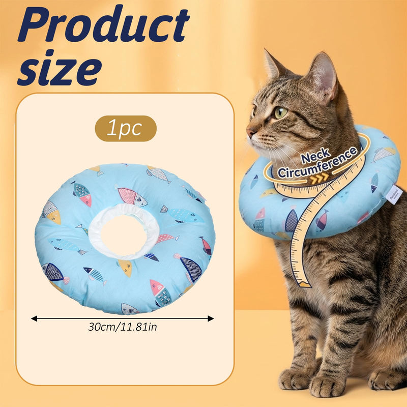Cat Cone Collar Cute Cat Recovery Cone to Stop Licking Scratching Comfortable Neck Donu Collar Adjustable Soft Lightweight Kitten E-Collar for Small Cats Pet Kittens After Surgery