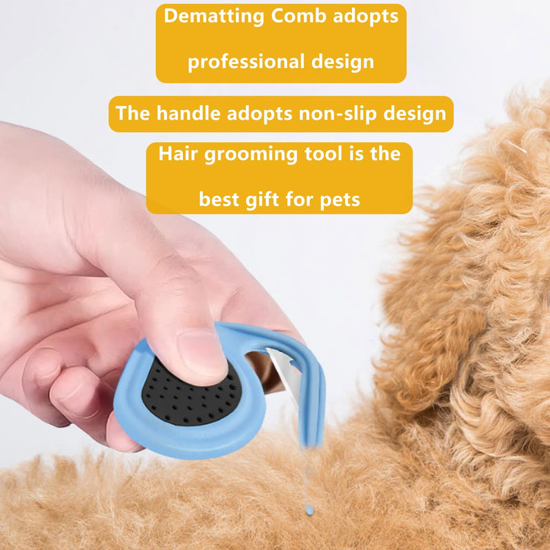 2 PCS Pet Grooming Tool Professional Dematting Comb Dog Detangler Brush Hair Grooming Tool Dog Undercoat Rake Grooming Rake for Grooming - Cuts Through Matts & Tangles with Ease(Blue、Green） - PawsPlanet Australia