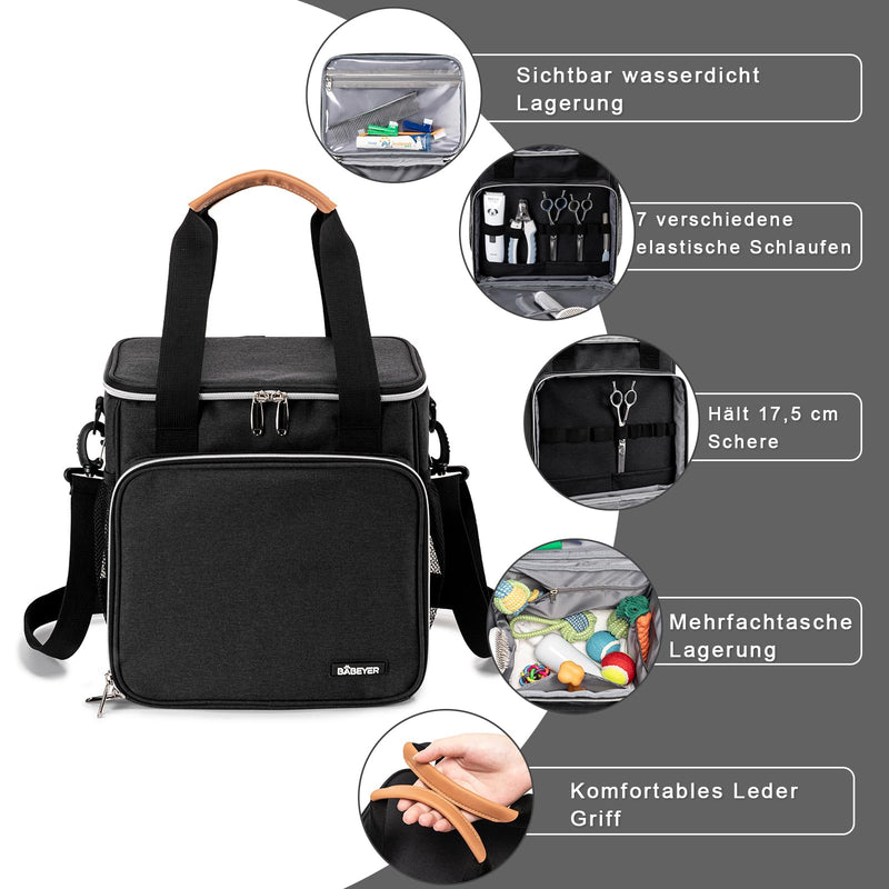 Pet Grooming Bag, Dog Grooming Supplies Organizer Tote Bag, Perfect for Pet Grooming Tool Kit Accessories-Black Black - PawsPlanet Australia