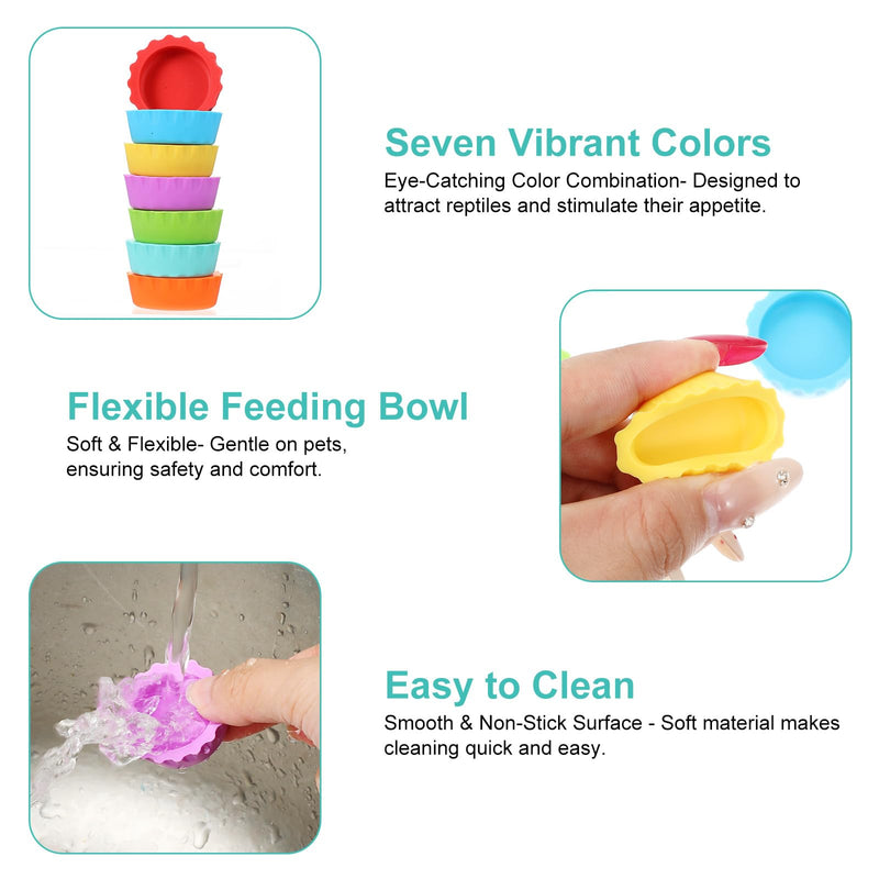 7 Pack Crested Gecko Food Dish Reusable Small Crested Gecko Food Cups Water Feeding Cup Bowl Colorful Silicone Reptile Feeding Cups for Tortoise, Small Pet and Crab - PawsPlanet Australia