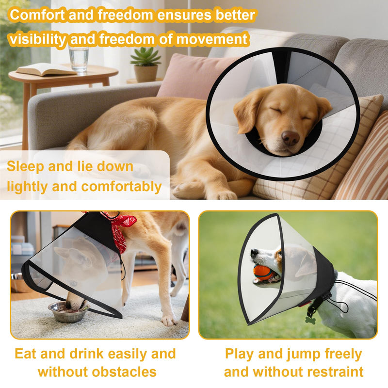 Plastic Dog Recovery Cone Collar, Soft Comfortable Breathable Post-Surgery Pet Cone, Escape-Proof & Easy Clean, Prevents Licking Wounds, Waterproof & Adjustable XL (Neck 17.3"-21.2") XL(Neck 17.3"-21.2")