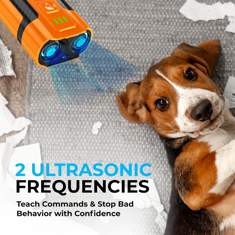 AutoSky Bark Zero Ultrasonic Dog Bark Deterrent & Training Device, Handheld Anti Barking Control with LED Flashlight, Rechargeable & Humane for Small & Large Dogs