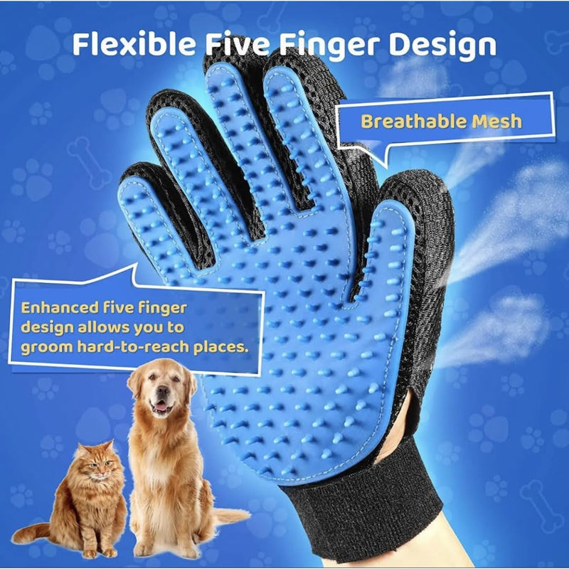 Pet Grooming Glove for Simple Easy Mess-Free Grooming, Grooming Mitt For Dogs, Cats, Rabbits, Horses, Long/Short/Curly/Straight Hair, Pet Hair Gloves For Pet Hair Removal, Easy Clean up - PawsPlanet Australia