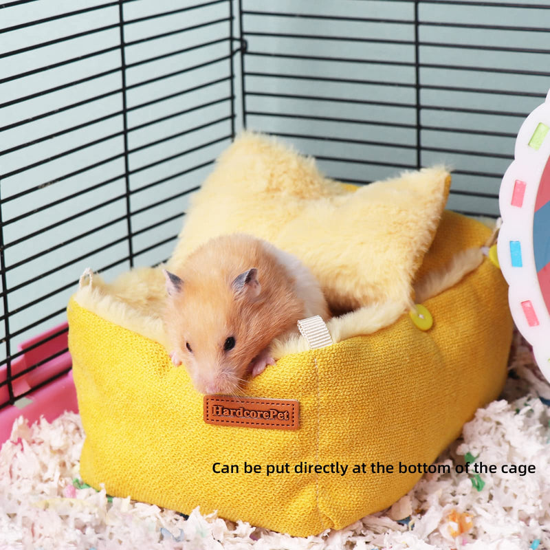 Sugar Glider Pouch, Small Animals Warm Plush Triple Bunkbed，Hamster Hanging Hammock Bed Hideout, Dwarf Hamsters Beds Cage Accessories Toys for Gerbils and Fancy Rat(Yellow) Yellow - PawsPlanet Australia