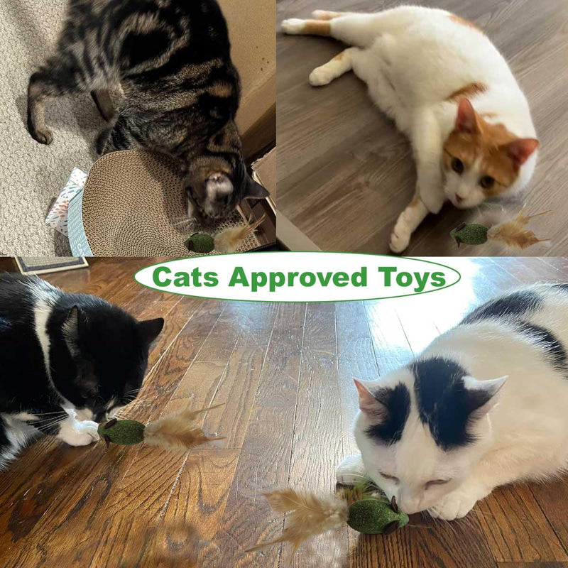 Cat Toys Catnip for Indoor Cats, 3 Pack Feather Tail Mice Toys, Interactive Cat Toys for Kittens, Chew & Chase Mouse Shaped with Organic Catnip - PawsPlanet Australia